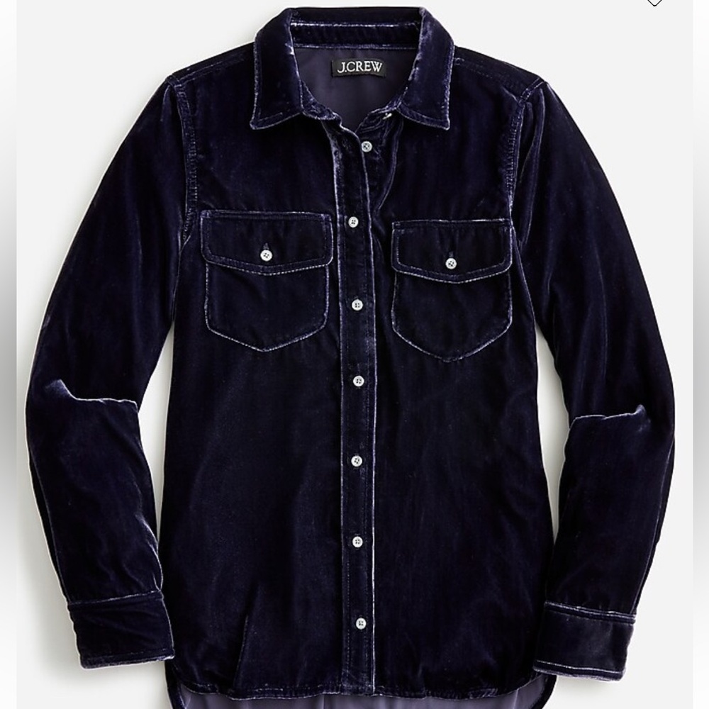 J. Crew classic-fit velvet shirt (navy blue)